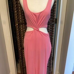 SYLER RIBBED DRESS ( Size : Large) ( Color: Guava Pink)